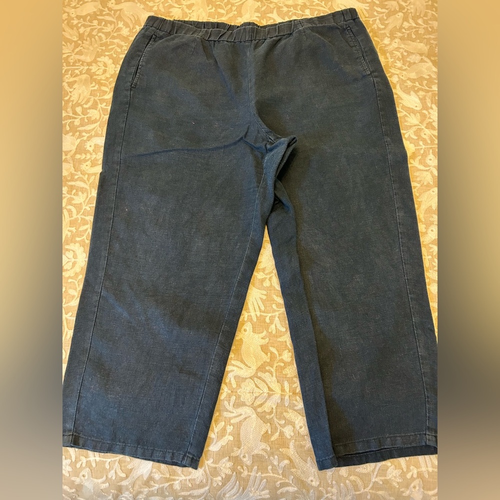 J. Jill Womens Dark Blue Relaxed Linen Crops